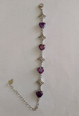 Bracciale S925 cuori cristallo viola