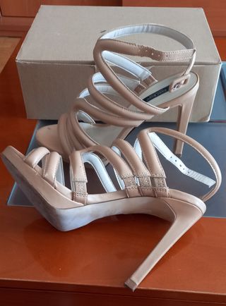 Sandalias Zara beige - tacón