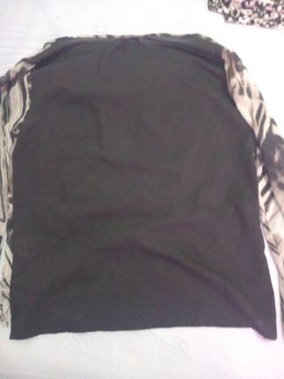 Blusa estampada XL - Beige/Marrón y negro