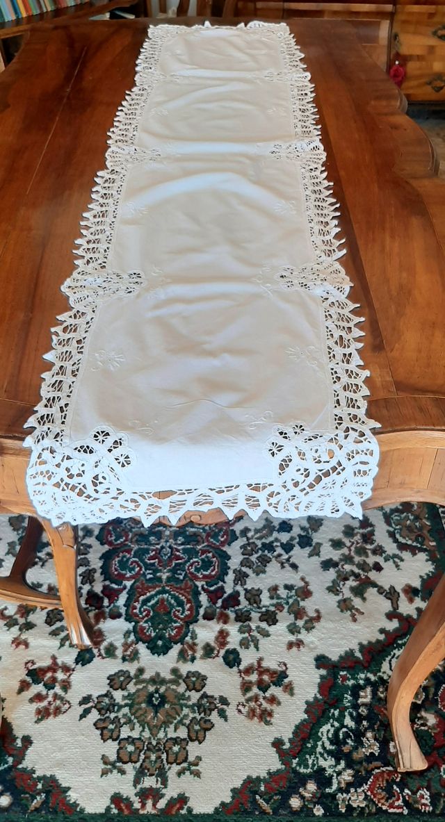 Runner tavolo pizzo bianco