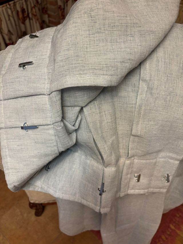 Cortina de linho cinza azul