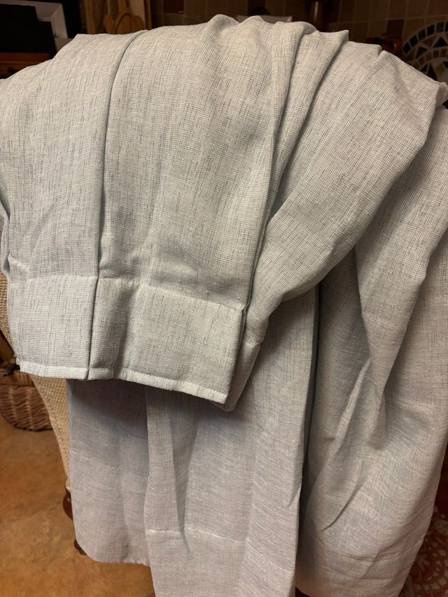 Cortina de linho cinza azul