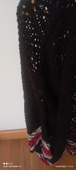Chaqueta negra abierta punto 