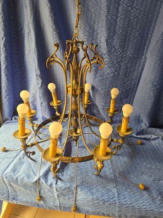 Lampadario Ottone 8 Luci Anni '60
