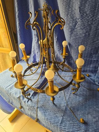 Lampadario Ottone 8 Luci Anni '60