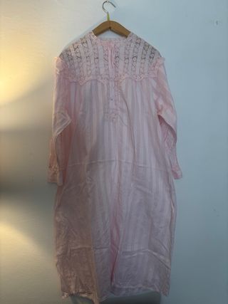 Camicia notte rosa pizzo cotone vintage anni ‘50