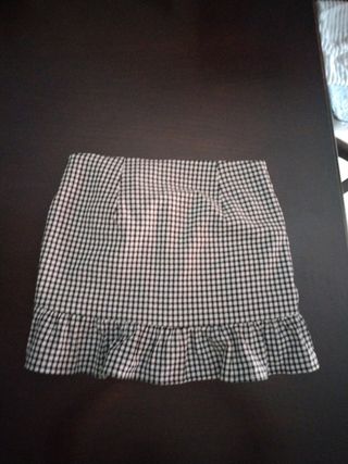 Minifalda cuadros vichy blanco-negro