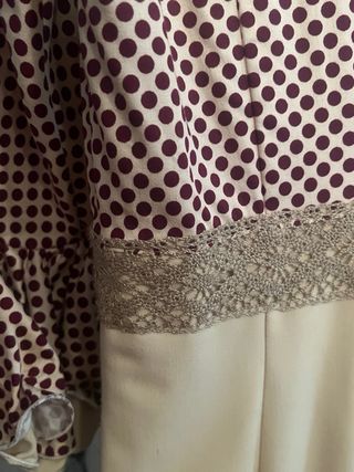 Vestido Flamenca lunares beige-rojo