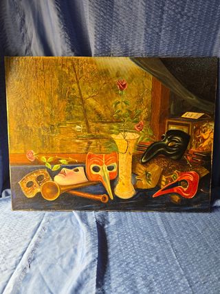 Quadro olio su tela - Maschere