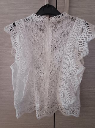 Blusa Zara pizzo bianco