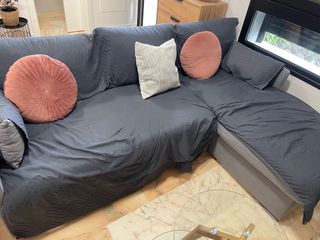 Funda sofá chaise longue gris