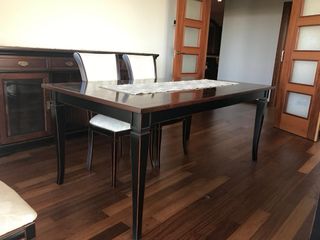 Mesa comedor madera negra-marrón