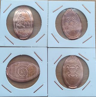 RARAS 4 Monedas enlongadas anime: Pikachu Naruto
