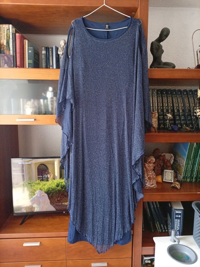 Vestido fiesta azul brillante