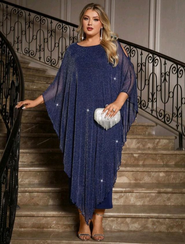 Vestido fiesta azul brillante