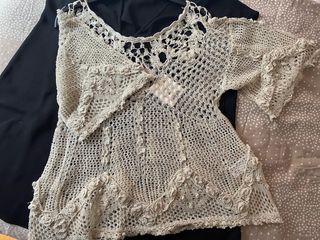 Top crochet Zara beige