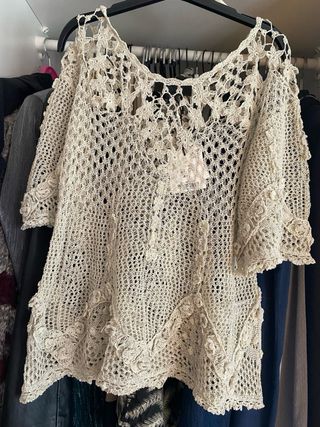 Top crochet Zara beige