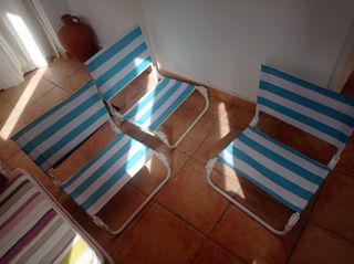 3 Cadeiras de praia - Listrado azul e branco