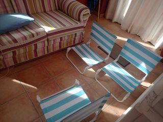 3 Cadeiras de praia - Listrado azul e branco