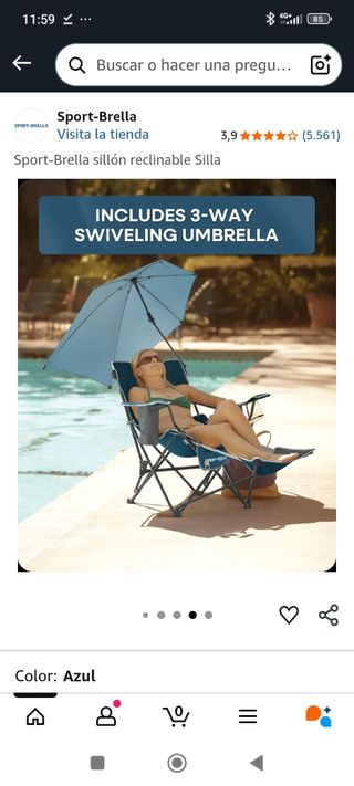 Silla reclinable exterior con parasol
