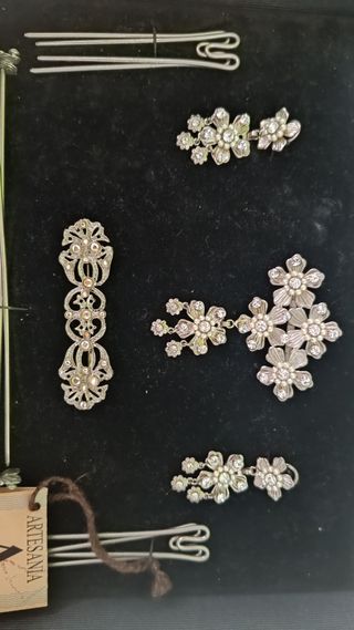 Aderezo fallera plata: pendientes & broches