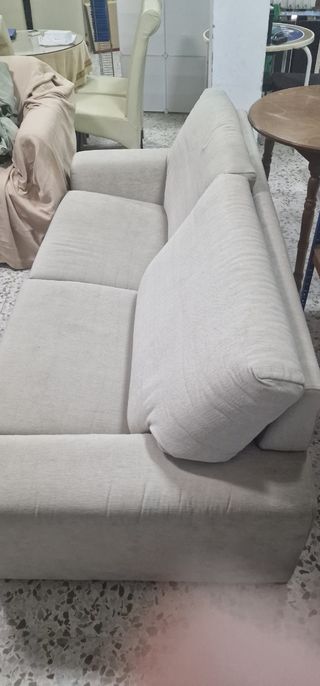 Sofá 2 plazas beige de tela