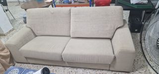Sofá 2 plazas beige de tela