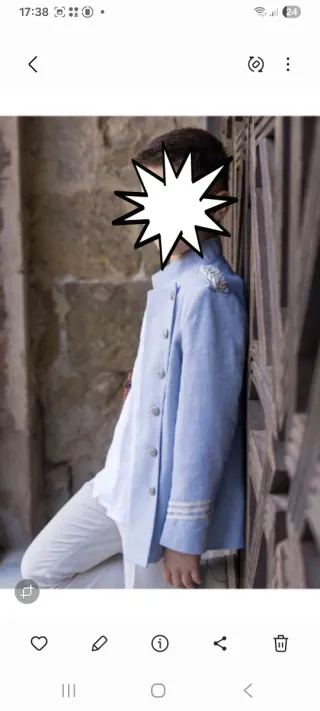 Traje comunión niño azul claro,pantalón beige