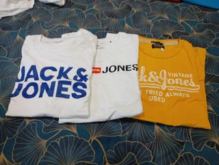 3 Camisetas Jack & Jones Blancas y Amarilla