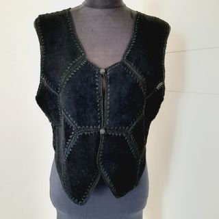 Gilet camoscio nero L - Cotone