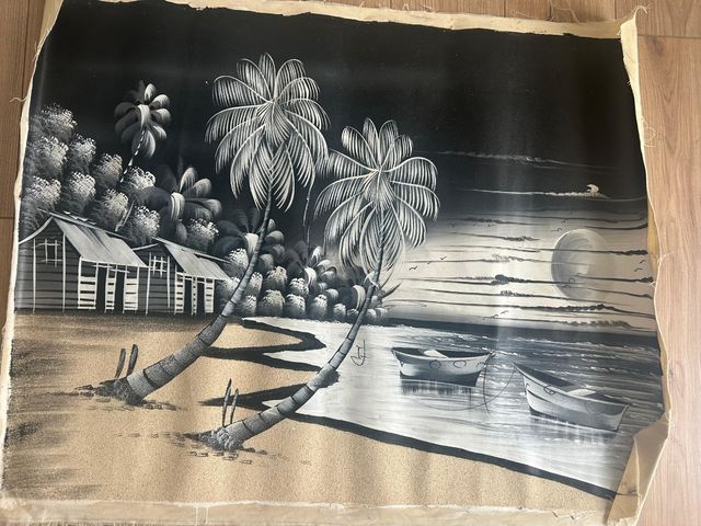 Cuadro playa blanco y negro