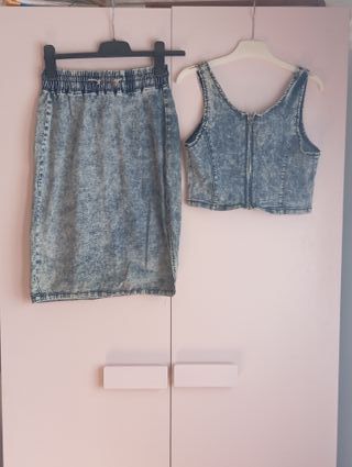 Conjunto vaquero acid wash