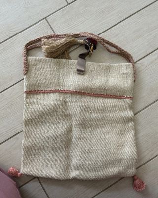 Borsa artigianale beige e rosa