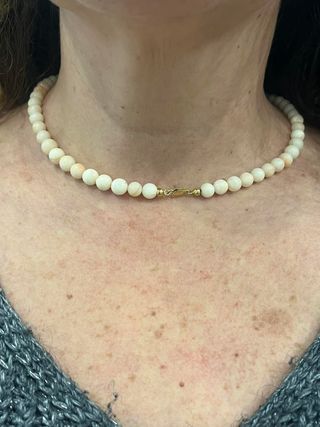 Collana vintage di Corallo Rosa Oro 750