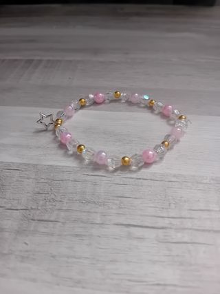 Pulsera perlas rosa-dorada