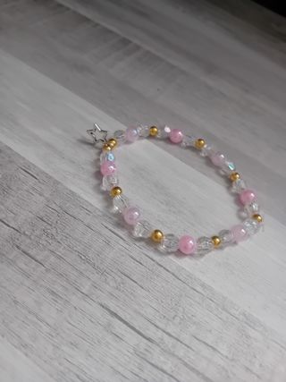Pulsera perlas rosa-dorada