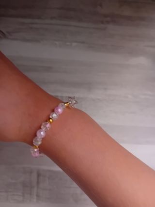 Pulsera perlas rosa-dorada