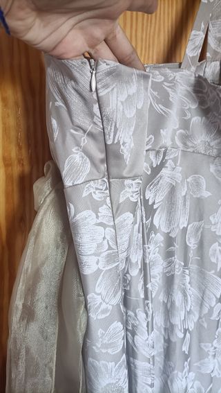 Vestido fiesta beige-plata bautizo/boda/comunión