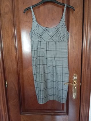 Vestido Lefties cuadros gris-negro XS