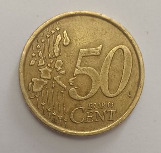 Moneda 50 céntimos Italia 2002.