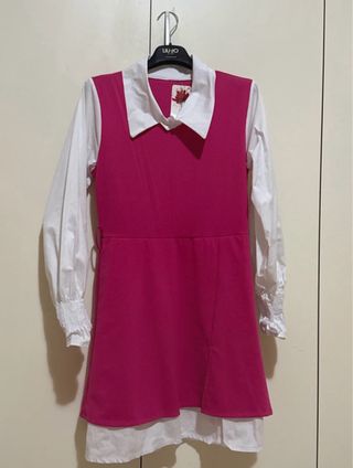 Vestito rosa e bianco donna