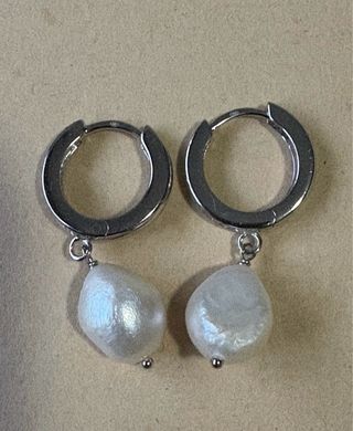 Pendientes de plata de ley con circonitas y perlas