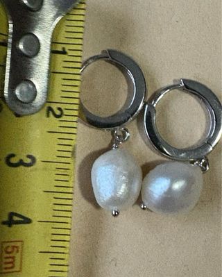 Pendientes de plata de ley con circonitas y perlas