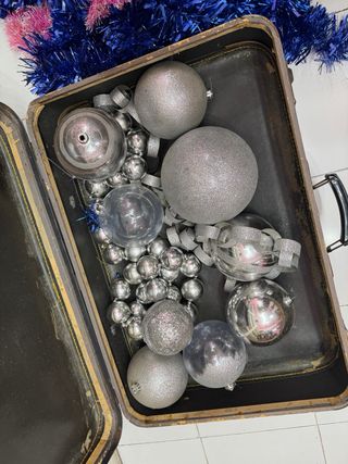 Adornos Navidad azul y plata
