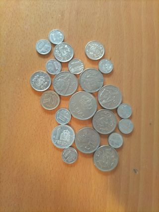 Monedas antiguas España: 1, 5 y 25 pesetas