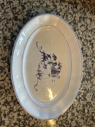 Travessa antiga porcelana azul