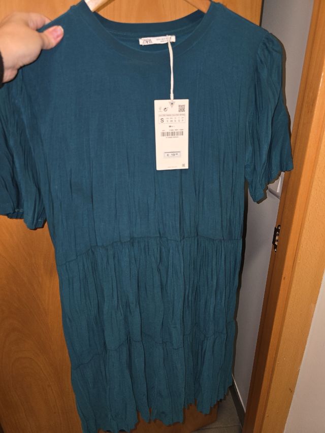 Vestido ZARA verde azulado 