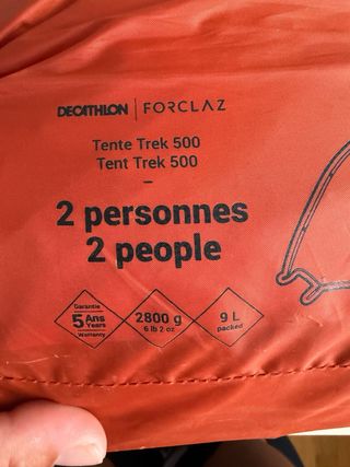 Tienda campaña 2 personas
forclaz 500