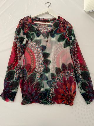 Blusa Desigual transparente multicolor