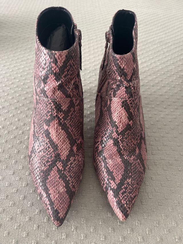Botines serpiente tacón - Rosa
